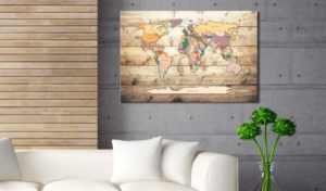 Wanddeko von Bimango:Weltkarte auf Leinwand