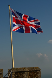 Der Union Jack weht über Dover Castle ... Zu dem Zeitpunkt war nochnicht klar, ob der schottische Anteil an der Flagge nicht bald würde entfernt werden müssen!